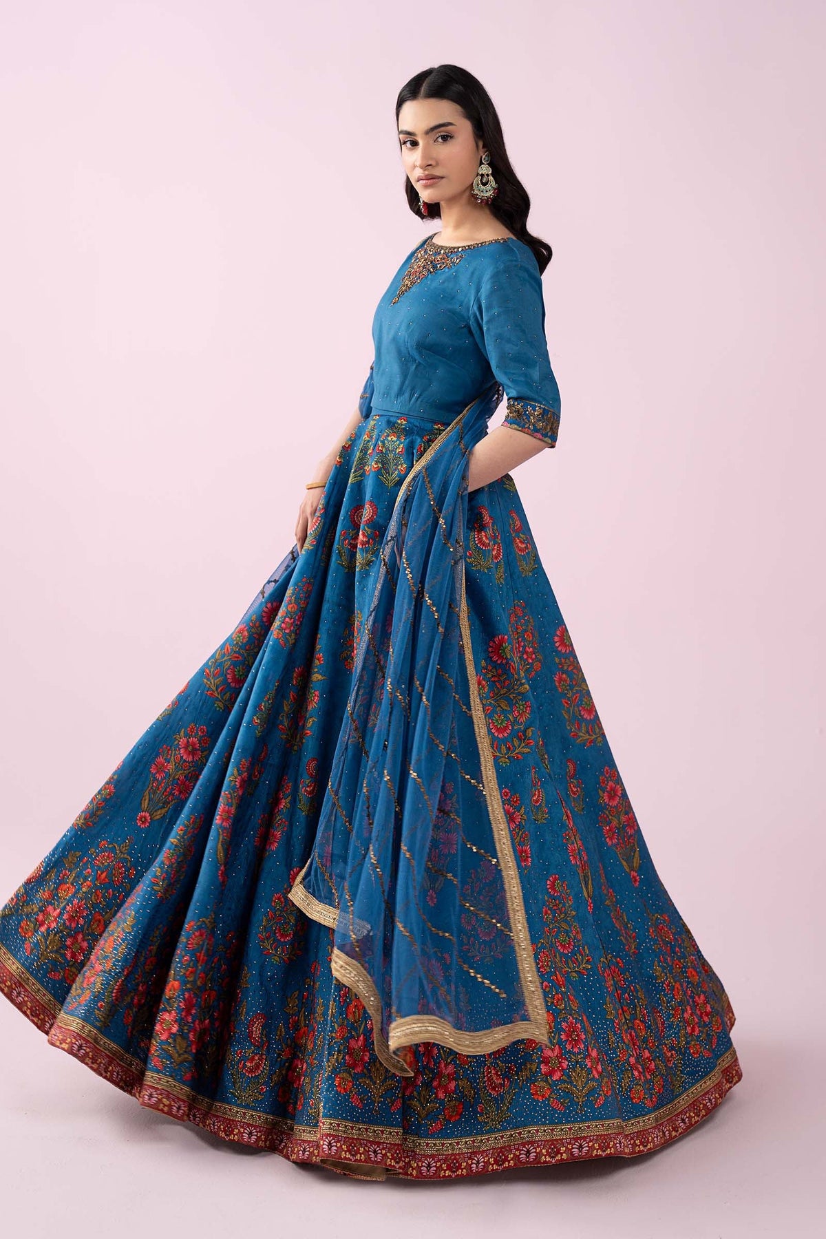 Maria B | Luxury Formals | SF-EF26-04-Blue by Maria B - Designer Dress  - Type : Ladies Clothes - Available at Libayah - 100% Original 