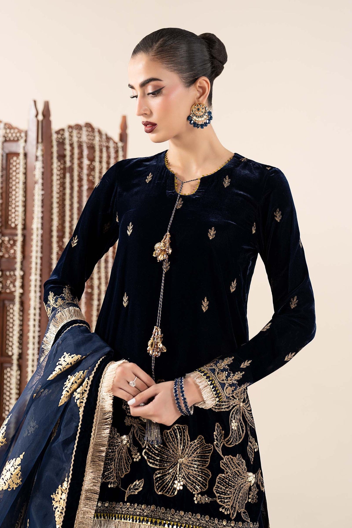 Maria B | Pre Fall 25 | SF-W25-43-Navy Blue by Maria B - Designer Dress - Type : Ladies Clothes - Available at Libayah - 100% Original 