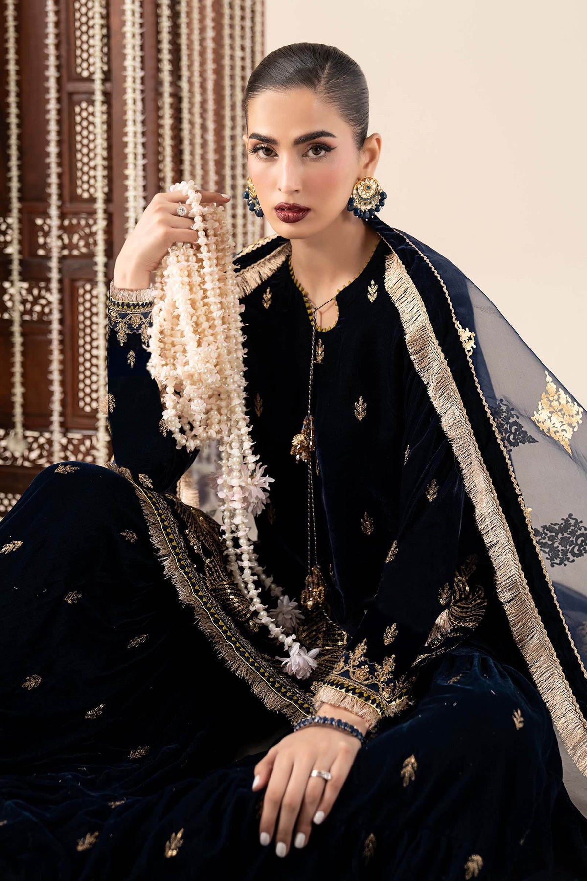 Maria B | Pre Fall 25 | SF-W25-43-Navy Blue by Maria B - Designer Dress - Type : Ladies Clothes - Available at Libayah - 100% Original 