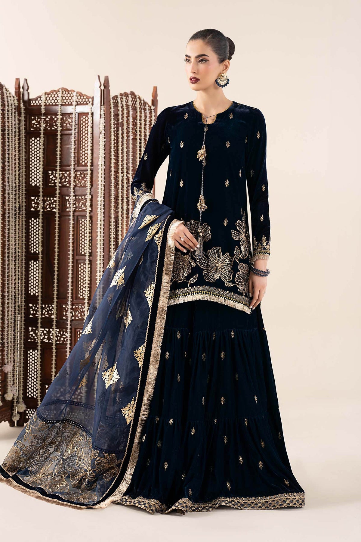 Maria B | Pre Fall 25 | SF-W25-43-Navy Blue by Maria B - Designer Dress - Type : Ladies Clothes - Available at Libayah - 100% Original 