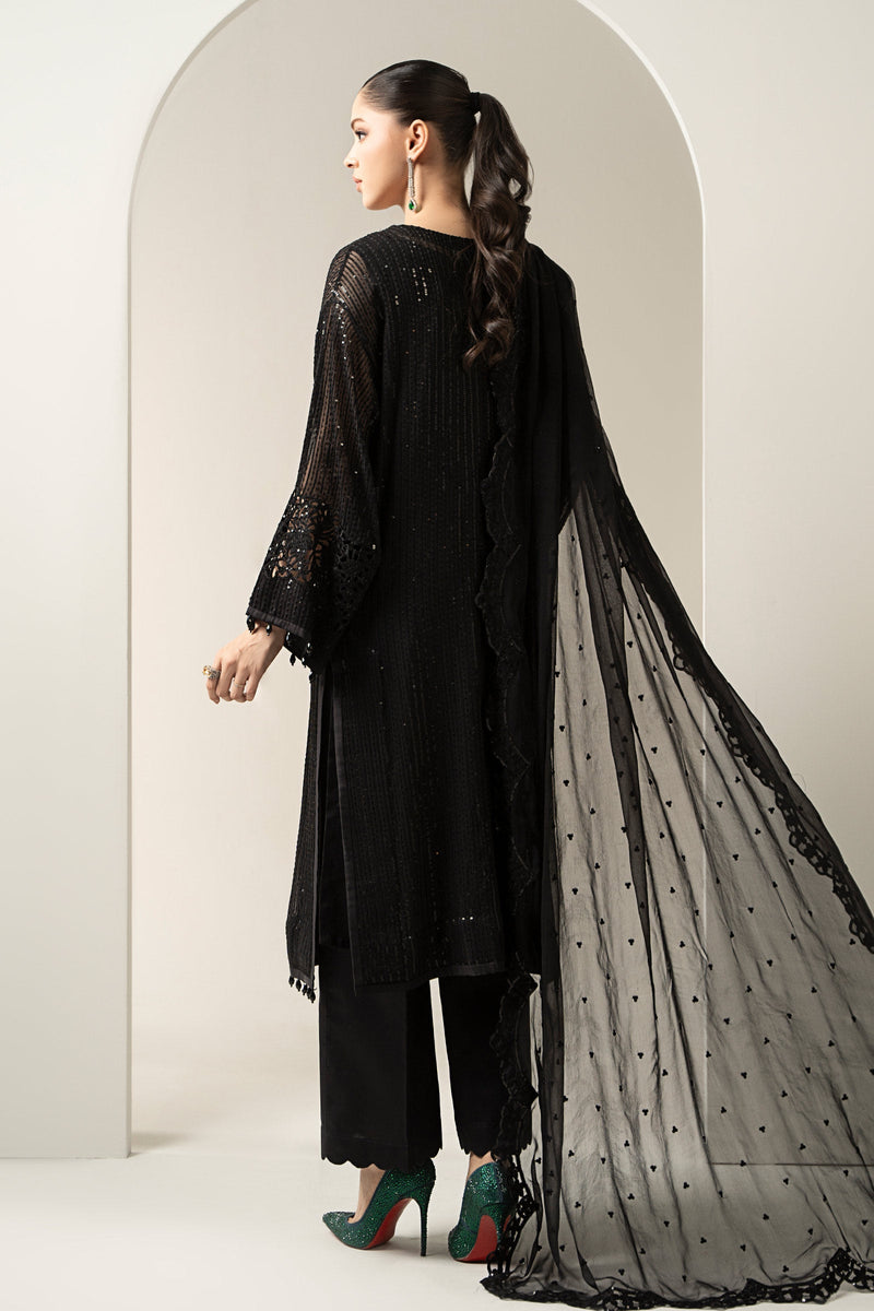 Maria B | Pre Fall Dresses | 3 Piece Embroidered Chiffon Suit Black by Maria B - Designer Dress  - Type : Ladies Clothes - Available at Libayah - 100% Original 
