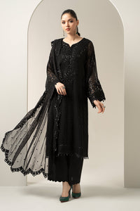 Maria B | Pre Fall Dresses | 3 Piece Embroidered Chiffon Suit Black by Maria B - Designer Dress  - Type : Ladies Clothes - Available at Libayah - 100% Original 