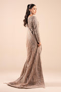 Maria B | Pre Fall Dresses | Embroidered Net Saree Light Skin by Maria B - Designer Dress  - Type : Ladies Clothes - Available at Libayah - 100% Original 