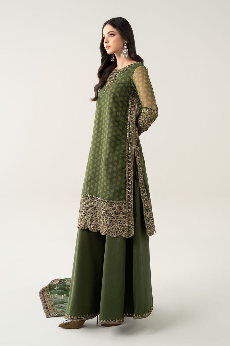 Maria B | Pre Fall Dresses | 3 Piece Embroidered Suit Deep Olive Green by Maria B - Designer Dress  - Type : Ladies Clothes - Available at Libayah - 100% Original 