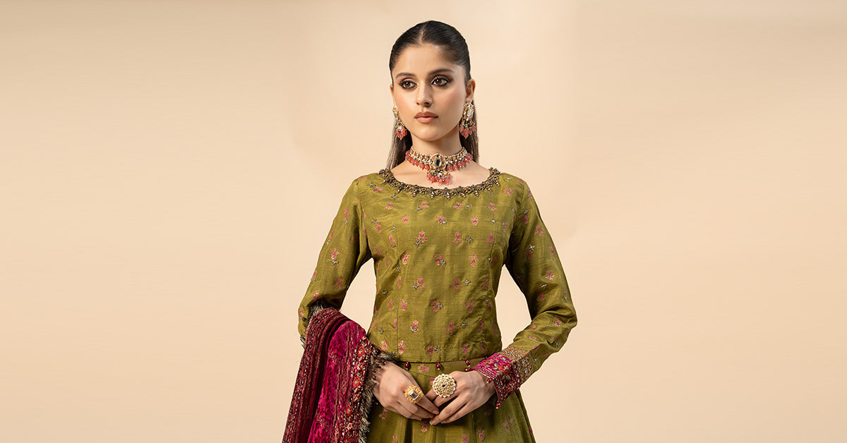 Maria B | Formal Wears | Raw Silk Suit | SF-W24-26 by Maria B - Designer Dress - Type: Ladies Clothes - Available at Libayah - 100% Original