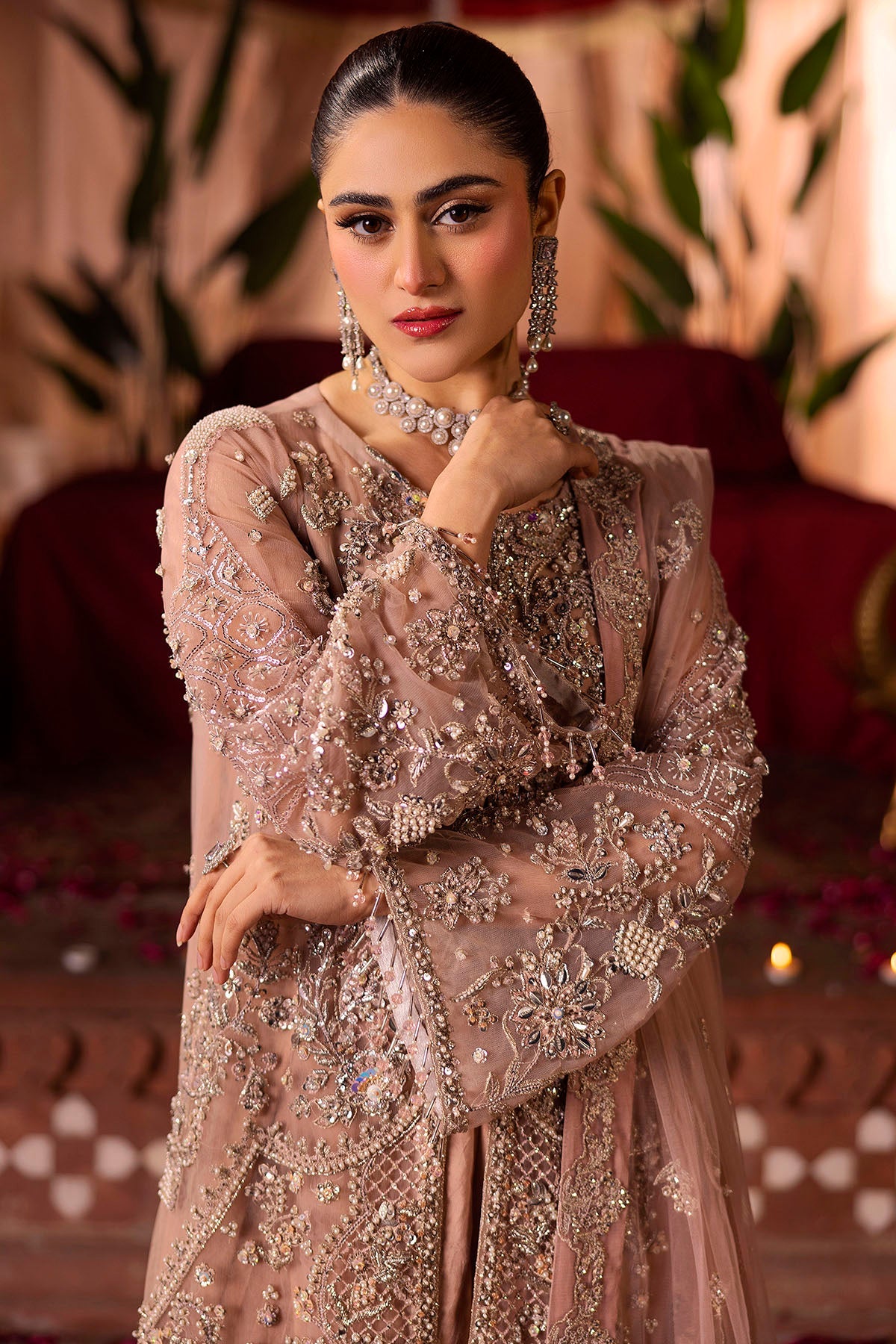 Motifz | Bridal Couture | 0011-REEM EMBROIDERED SILK NET STITCHED by Motifz - Designer Dress - Type: Ladies Clothes - Available at Libayah - 100% Original