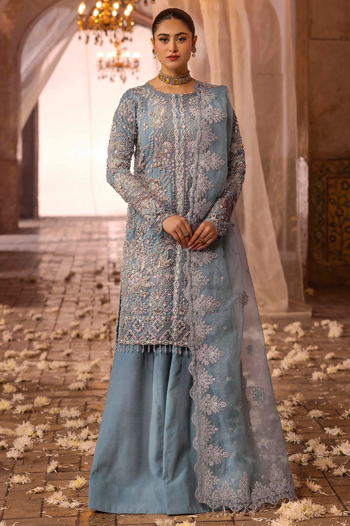 Motifz | Bridal Couture | 0014-FIROZEH EMBROIDERED ORGANZA STITCHED by Motifz - Designer Dress - Type: Ladies Clothes - Available at Libayah - 100% Original