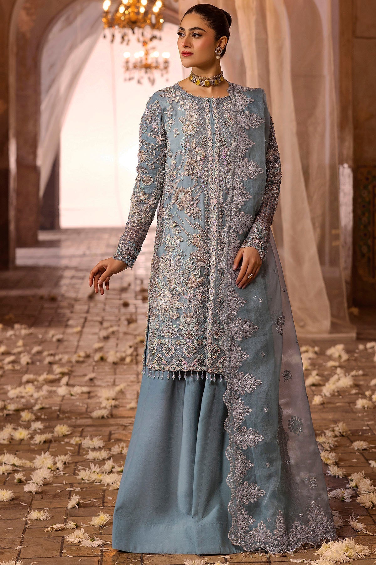 Motifz | Bridal Couture | 0014-FIROZEH EMBROIDERED ORGANZA STITCHED by Motifz - Designer Dress - Type: Ladies Clothes - Available at Libayah - 100% Original