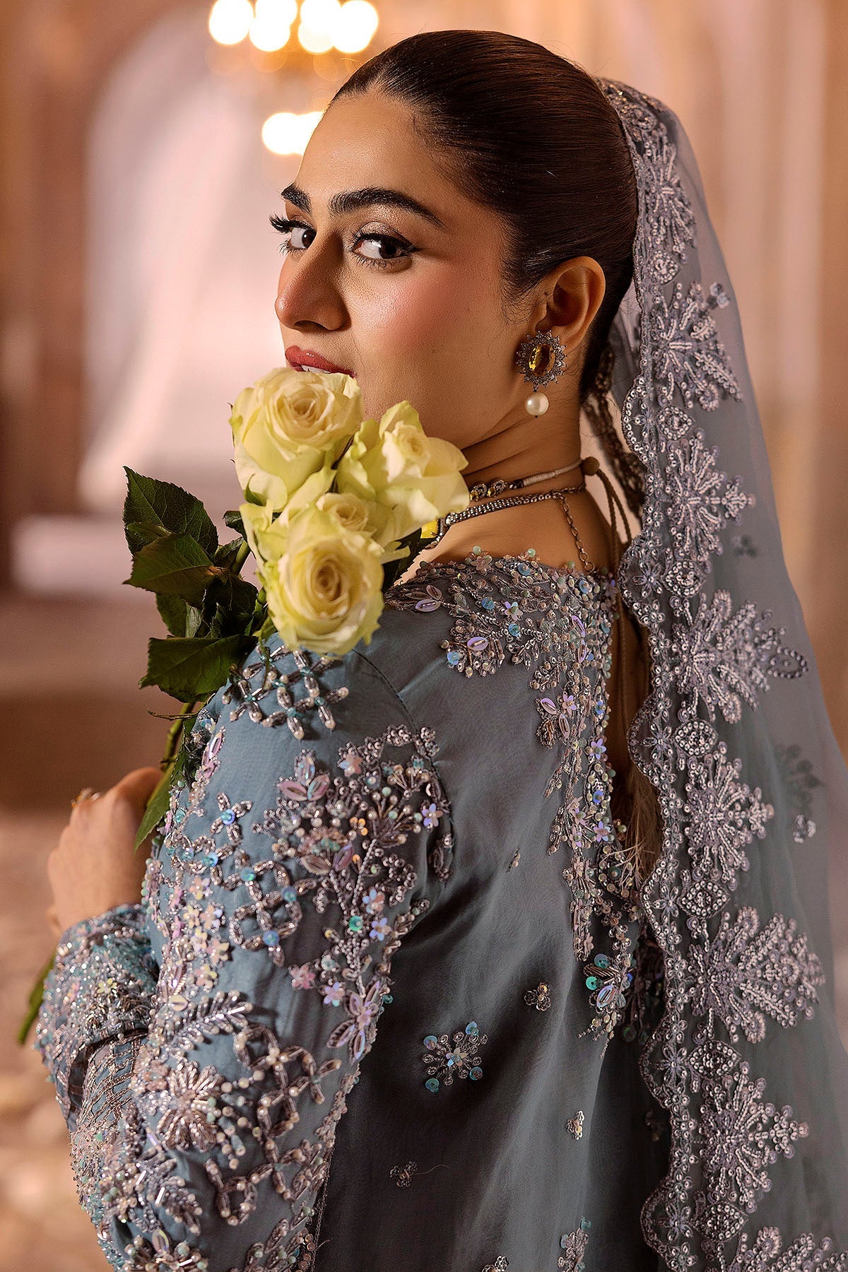 Motifz | Bridal Couture | 0014-FIROZEH EMBROIDERED ORGANZA STITCHED by Motifz - Designer Dress - Type: Ladies Clothes - Available at Libayah - 100% Original