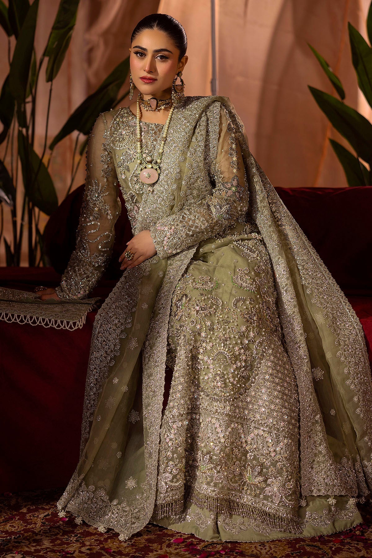 Motifz | Bridal Couture | 0016-MEERAZ EMBROIDERED ORGANZA STITCHED by Motifz - Designer Dress - Type: Ladies Clothes - Available at Libayah - 100% Original