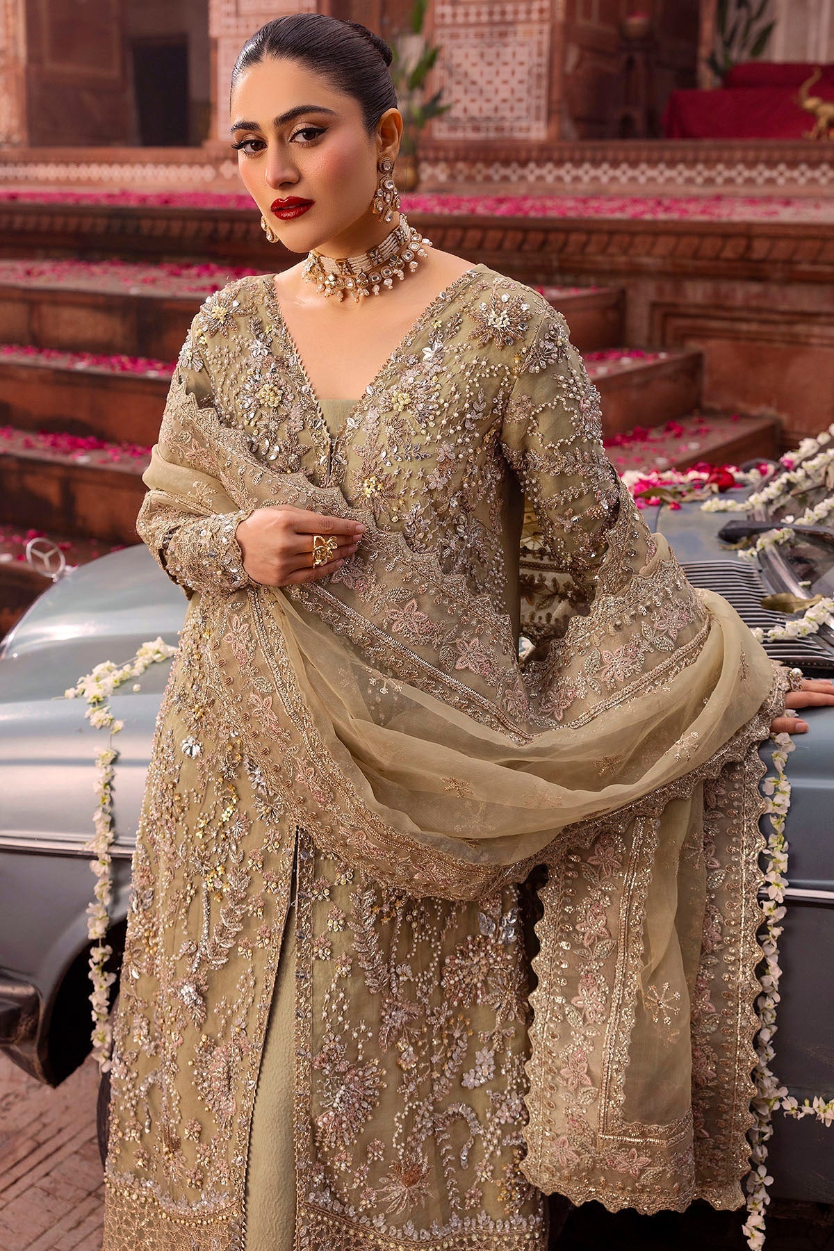 Motifz | Bridal Couture | 0017-PARINAZ EMBROIDERED ORGANZA STITCHED by Motifz - Designer Dress - Type: Ladies Clothes - Available at Libayah - 100% Original