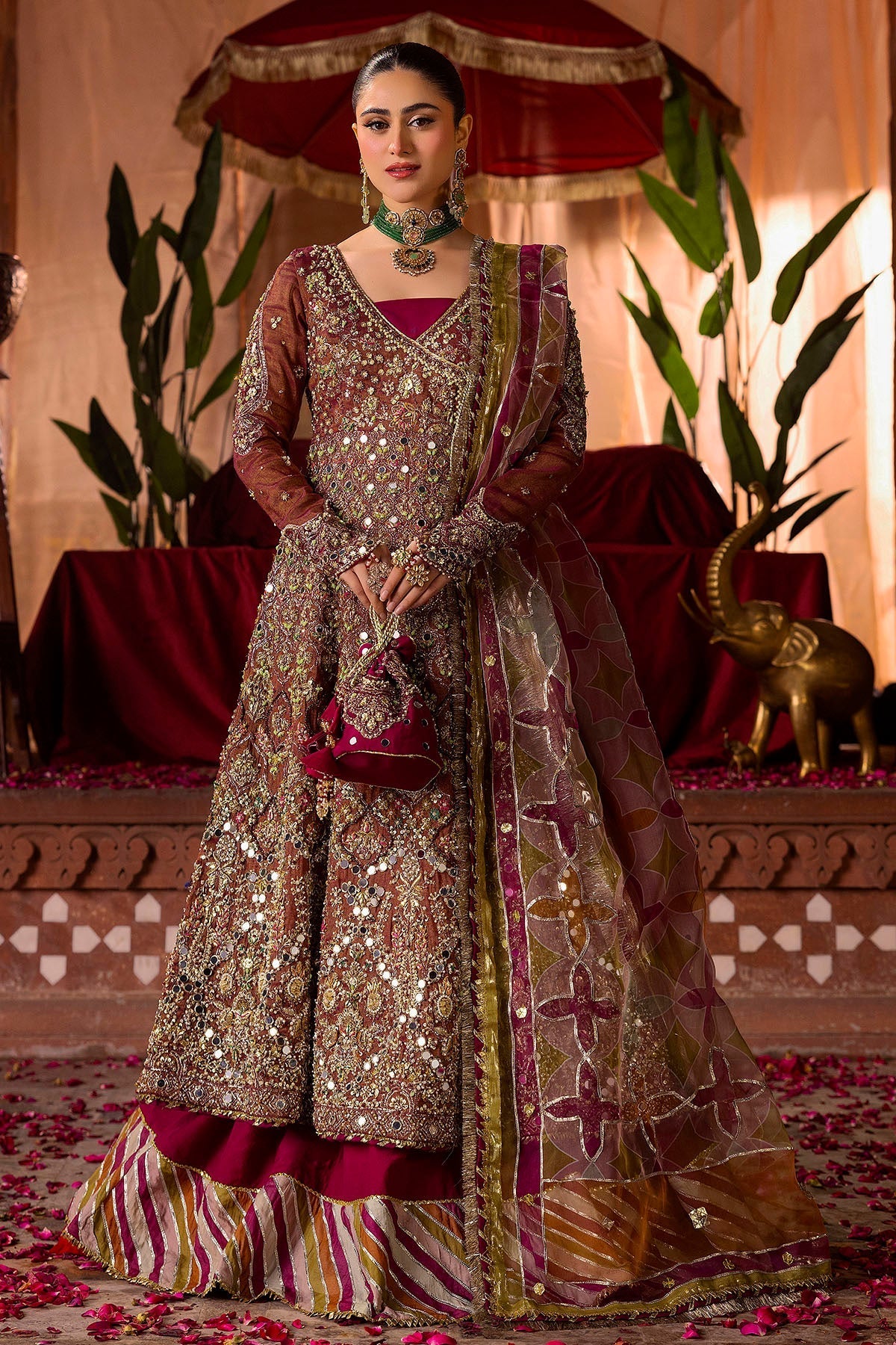 Motifz | Bridal Couture | 0020-NAURATAN EMBROIDERED MESSORI STITCHED by Motifz - Designer Dress - Type: Ladies Clothes - Available at Libayah - 100% Original