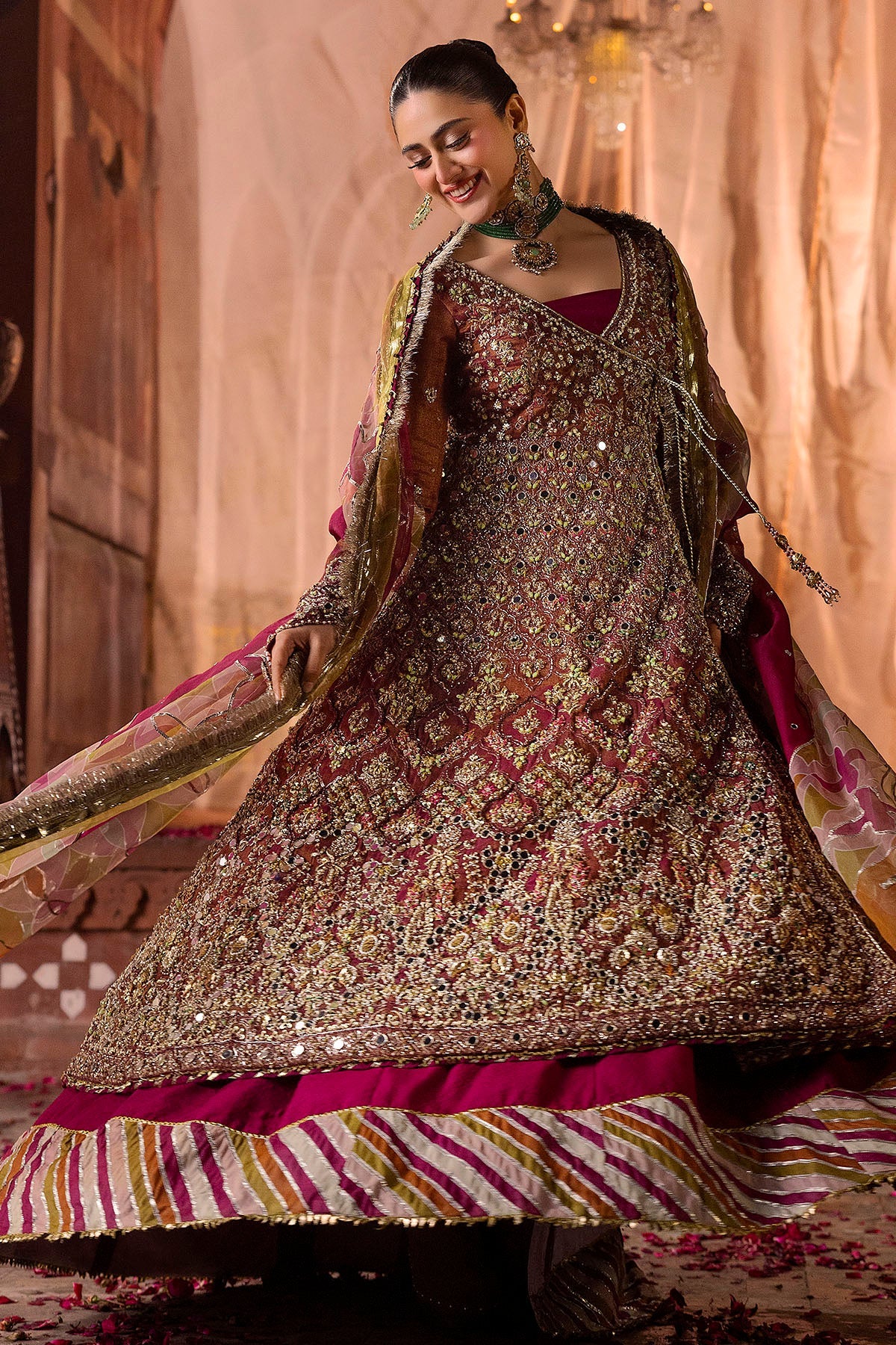 Motifz | Bridal Couture | 0020-NAURATAN EMBROIDERED MESSORI STITCHED by Motifz - Designer Dress - Type: Ladies Clothes - Available at Libayah - 100% Original