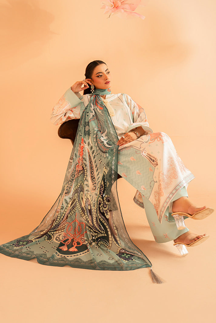 Imrozia Premium | Amelia Printed Silk | SP-149 Celeste Bloom - Designer Dress - Type : Ladies Clothes - Available at Libayah - 100% Original