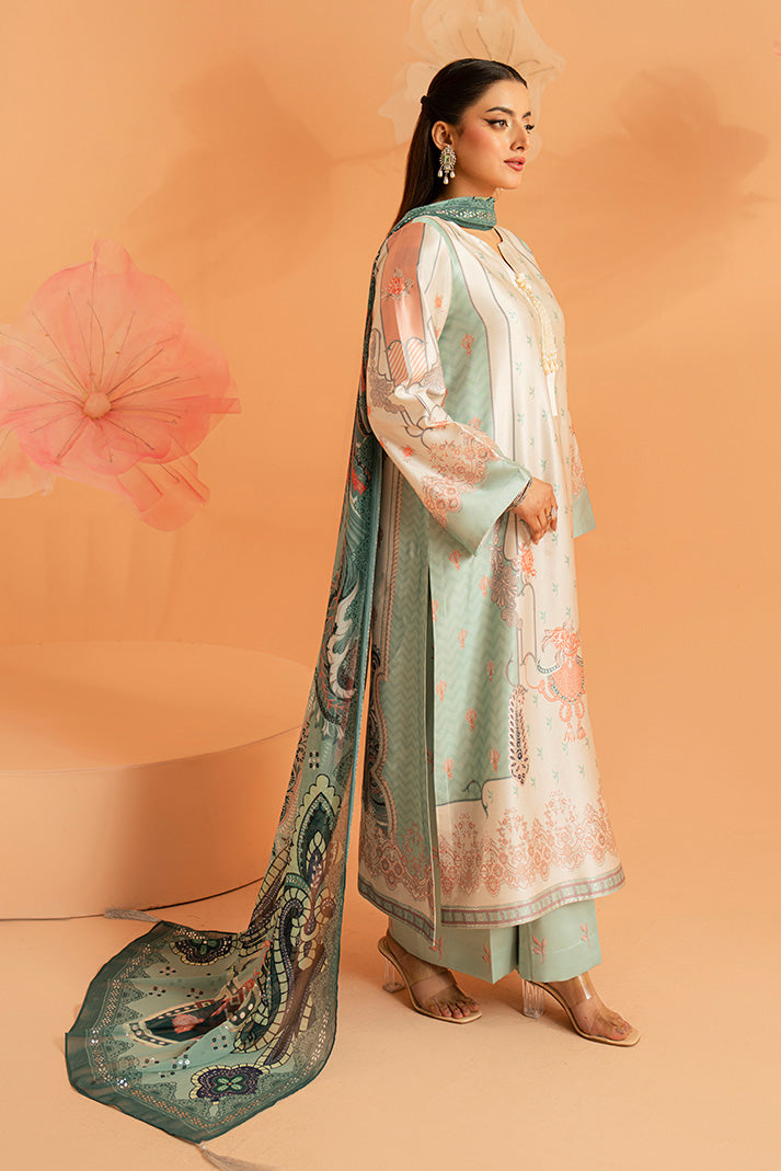 Imrozia Premium | Amelia Printed Silk | SP-149 Celeste Bloom - Designer Dress - Type : Ladies Clothes - Available at Libayah - 100% Original