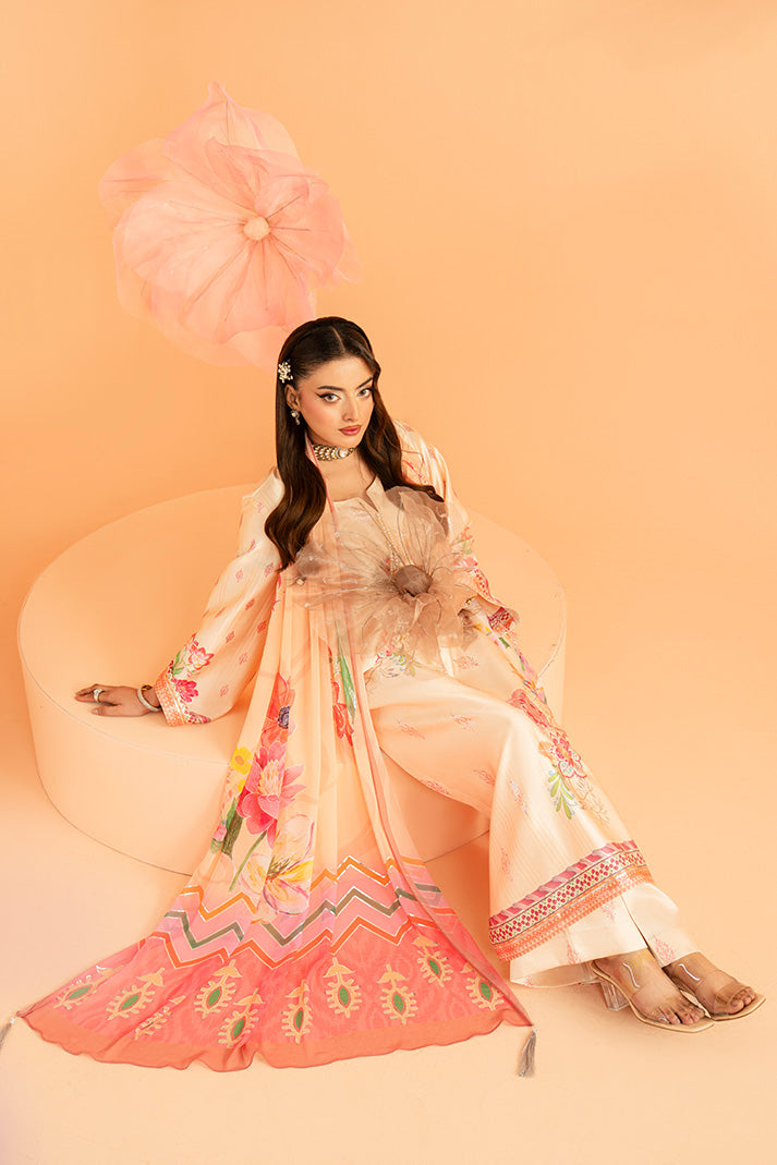 Imrozia Premium | Amelia Printed Silk | SP-152 Peach Etoile - Designer Dress - Type : Ladies Clothes - Available at Libayah - 100% Original