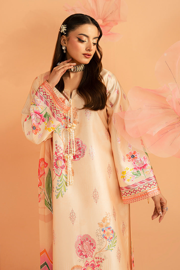 Imrozia Premium | Amelia Printed Silk | SP-152 Peach Etoile - Designer Dress - Type : Ladies Clothes - Available at Libayah - 100% Original
