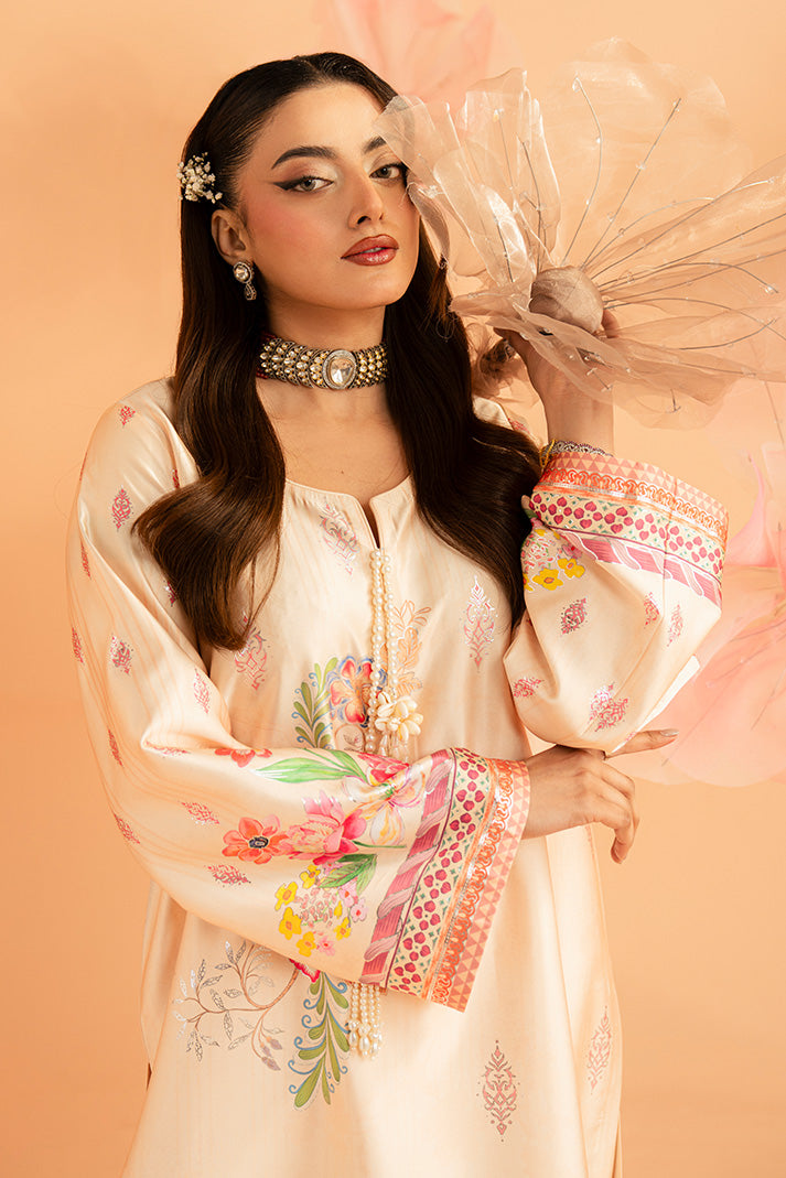 Imrozia Premium | Amelia Printed Silk | SP-152 Peach Etoile - Designer Dress - Type : Ladies Clothes - Available at Libayah - 100% Original