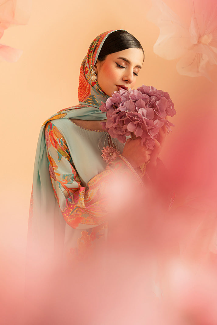 Imrozia Premium | Amelia Printed Silk | SP-155 Mint Mirage - Designer Dress - Type : Ladies Clothes - Available at Libayah - 100% Original