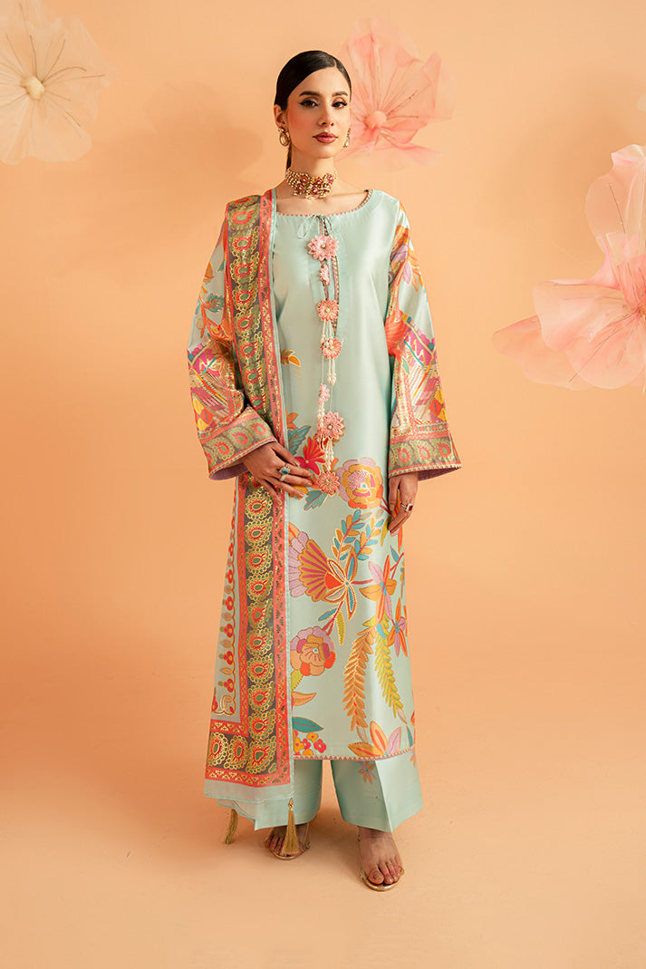 Imrozia Premium | Amelia Printed Silk | SP-155 Mint Mirage - Designer Dress - Type : Ladies Clothes - Available at Libayah - 100% Original