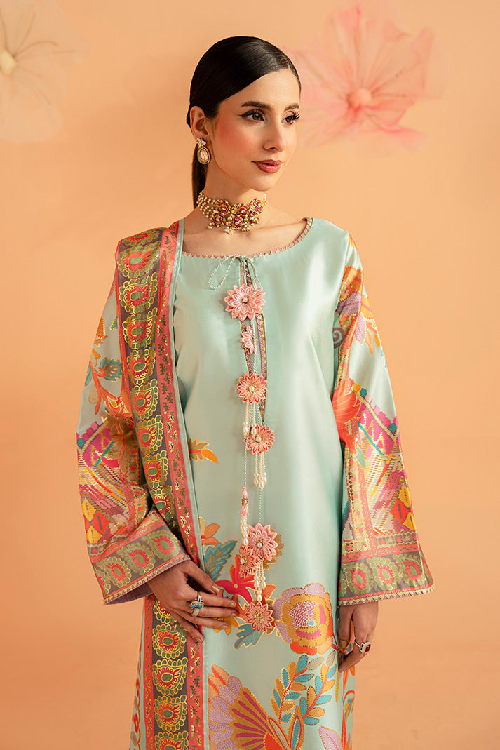 Imrozia Premium | Amelia Printed Silk | SP-155 Mint Mirage - Designer Dress - Type : Ladies Clothes - Available at Libayah - 100% Original