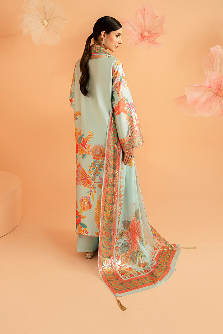 Imrozia Premium | Amelia Printed Silk | SP-155 Mint Mirage - Designer Dress - Type : Ladies Clothes - Available at Libayah - 100% Original
