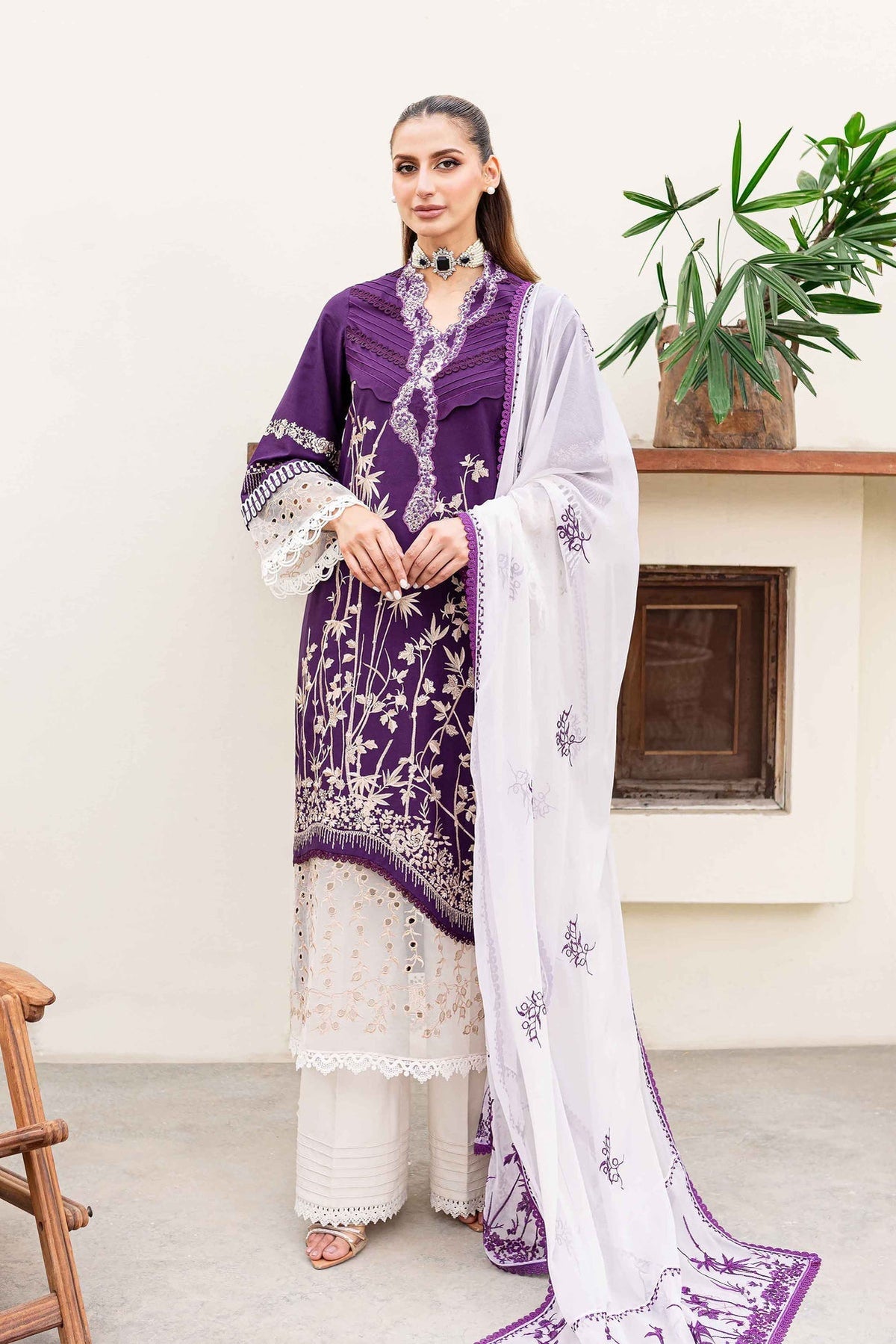 Sable Vogue | Shiree Lawn 24 | Plum Orchid by Sable Vogue - Designer Dress - Type: Ladies Clothes - Available at Libayah - 100% Original