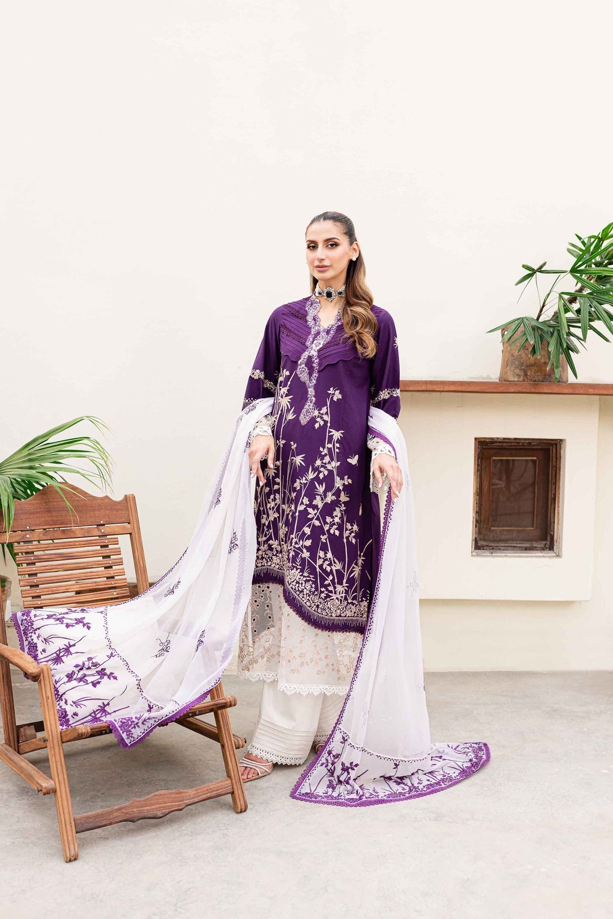 Sable Vogue | Shiree Lawn 24 | Plum Orchid by Sable Vogue - Designer Dress - Type: Ladies Clothes - Available at Libayah - 100% Original