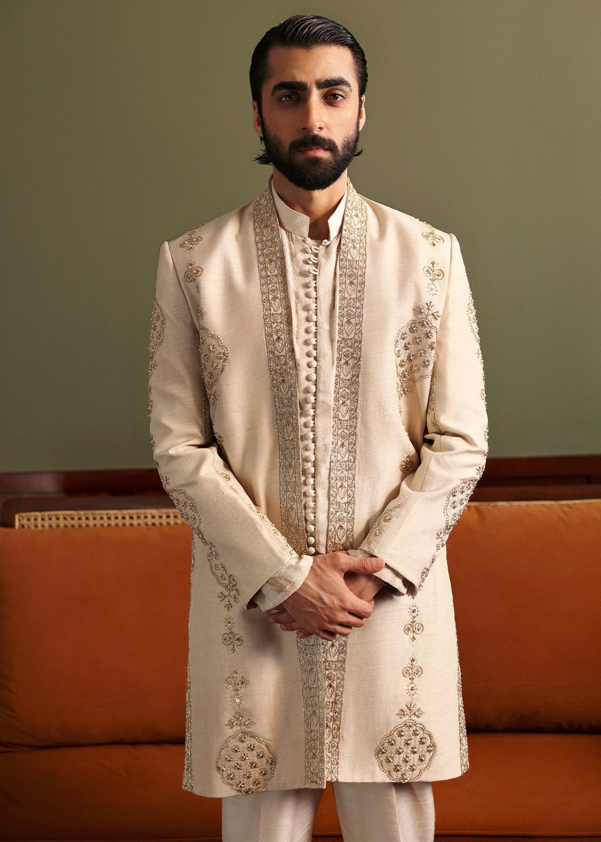 Pakistani Menswear | Sadaf Fawad Khan | Ashaar by Sadaf Fawad Khan - Designer Dress - Type: MensWear - Available at Libayah - 100% Original