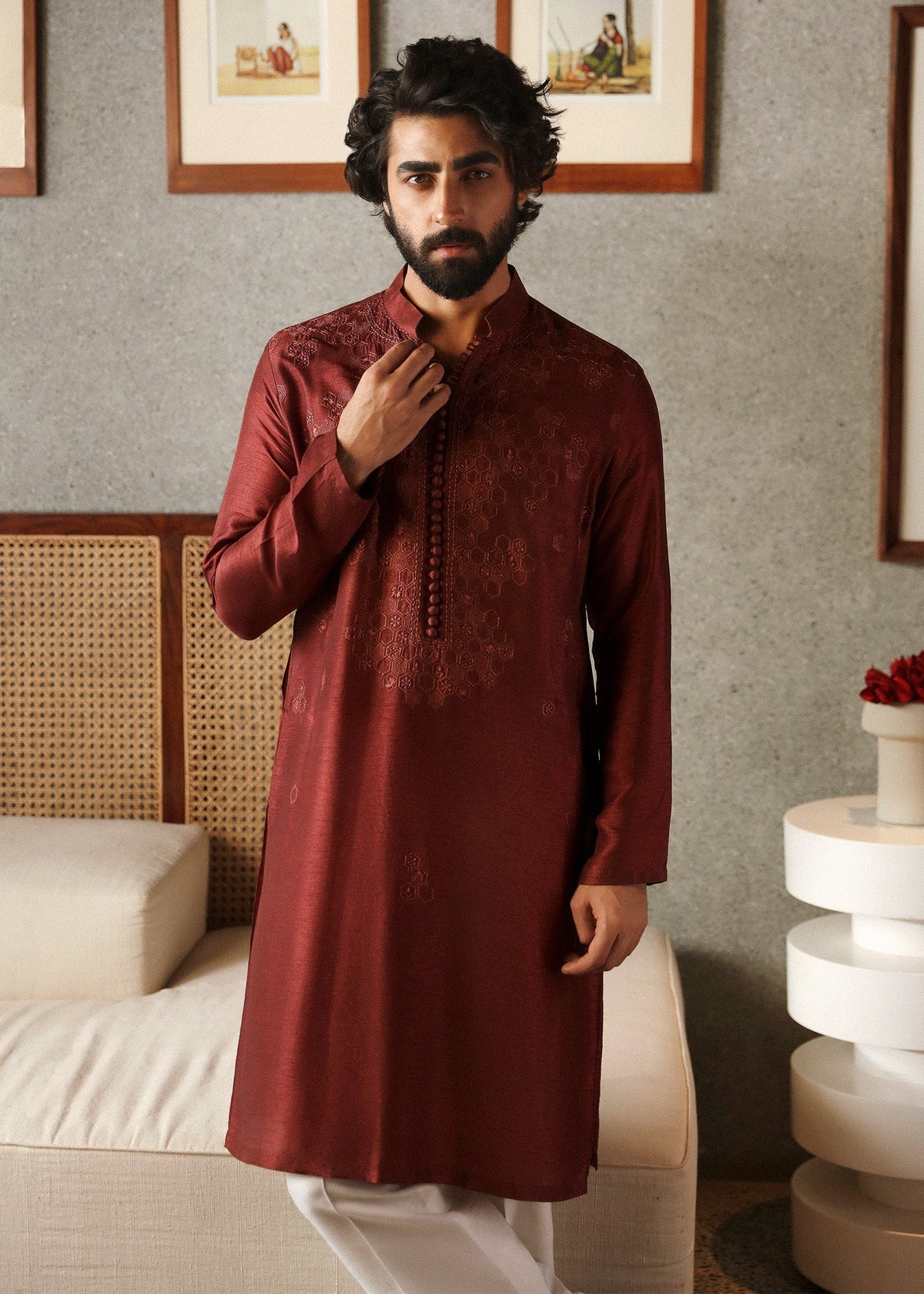 Pakistani Menswear | Sadaf Fawad Khan | Aariz by Sadaf Fawad Khan - Designer Dress - Type: MensWear - Available at Libayah - 100% Original