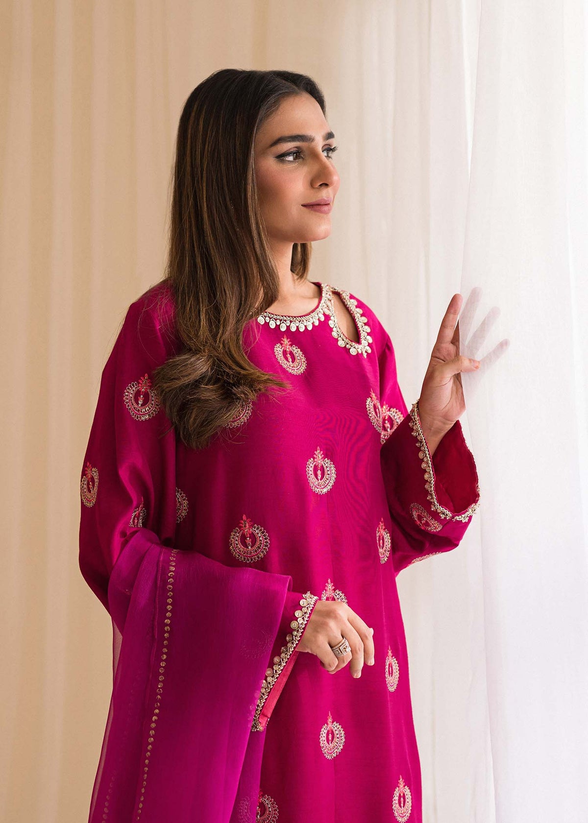 Sadaf Fawad Khan | Lyla Festive Pret | Punchy Pink by Sadaf Fawad Khan - Designer Dress - Type: Ladies Clothes - Available at Libayah - 100% Original