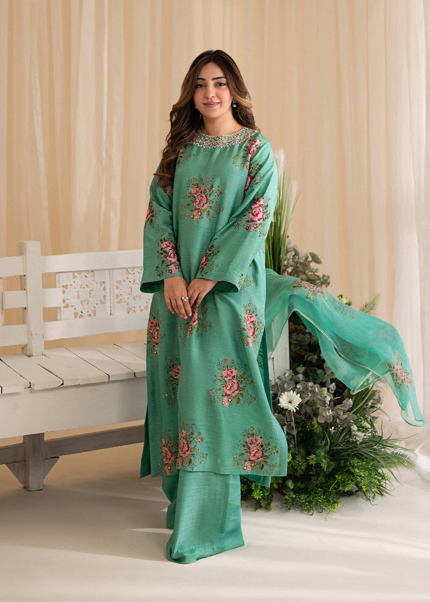 Sadaf Fawad Khan | Lyla Festive Pret | Dorothy Turquoise by Sadaf Fawad Khan - Designer Dress - Type: Ladies Clothes - Available at Libayah - 100% Original
