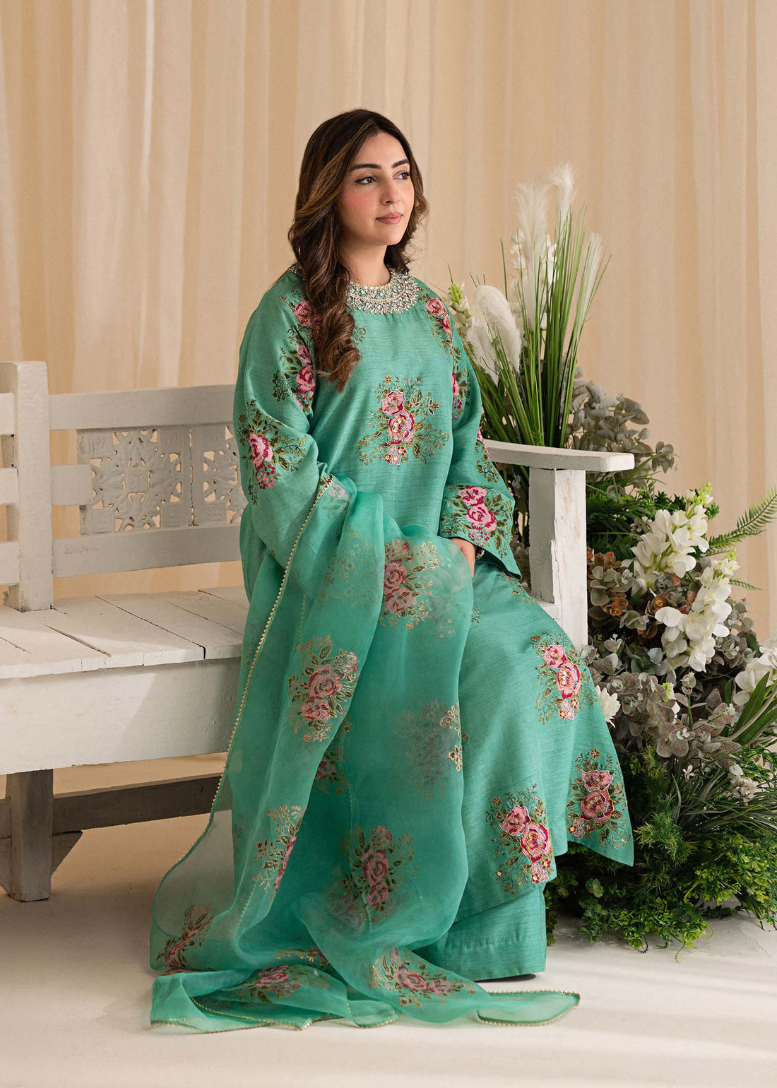 Sadaf Fawad Khan | Lyla Festive Pret | Dorothy Turquoise by Sadaf Fawad Khan - Designer Dress - Type: Ladies Clothes - Available at Libayah - 100% Original