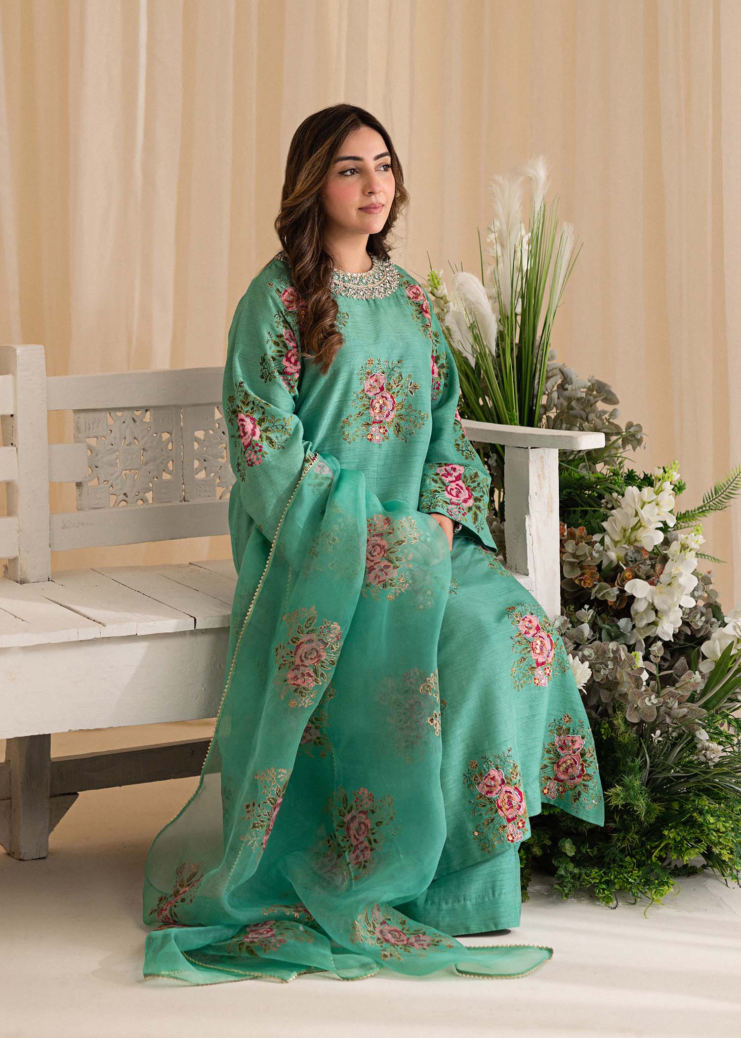 Sadaf Fawad Khan | Lyla Festive Pret | Dorothy Turquoise by Sadaf Fawad Khan - Designer Dress - Type: Ladies Clothes - Available at Libayah - 100% Original