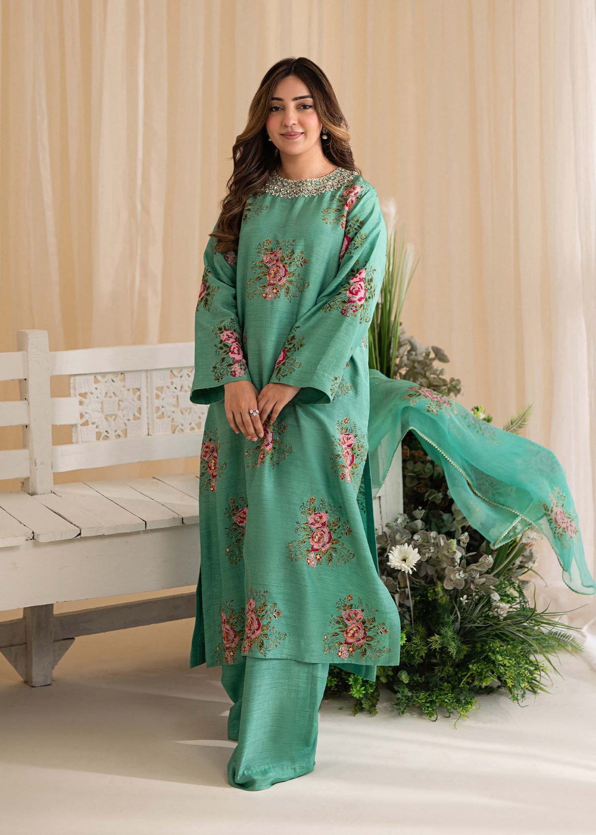 Sadaf Fawad Khan | Lyla Festive Pret | Dorothy Turquoise by Sadaf Fawad Khan - Designer Dress - Type: Ladies Clothes - Available at Libayah - 100% Original