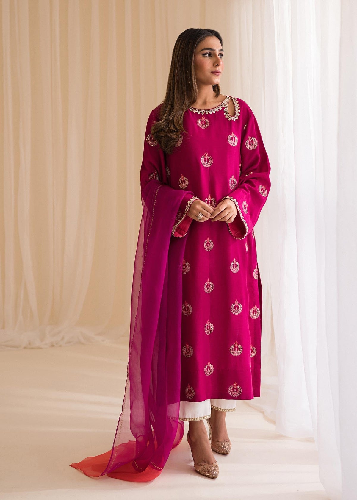 Sadaf Fawad Khan | Lyla Festive Pret | Punchy Pink by Sadaf Fawad Khan - Designer Dress - Type: Ladies Clothes - Available at Libayah - 100% Original