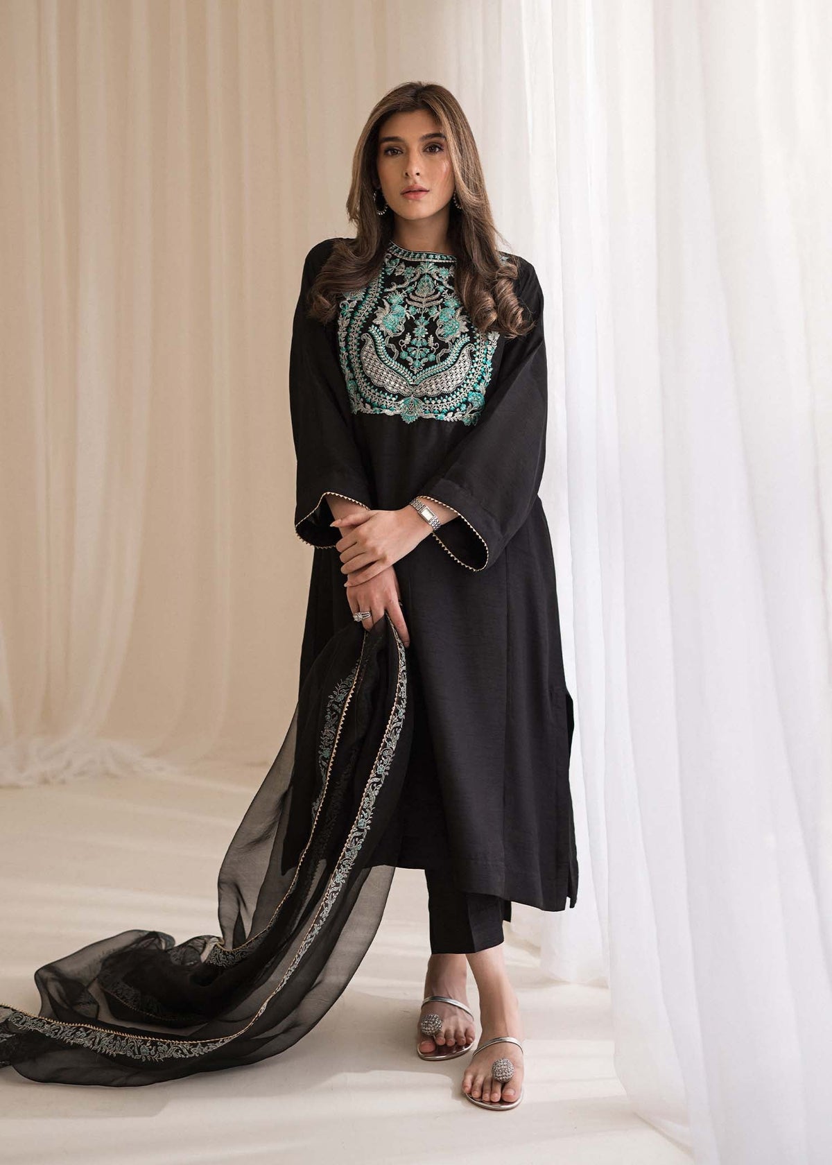 Sadaf Fawad Khan | Lyla Festive Pret | Black Pool by Sadaf Fawad Khan - Designer Dress - Type: Ladies Clothes - Available at Libayah - 100% Original