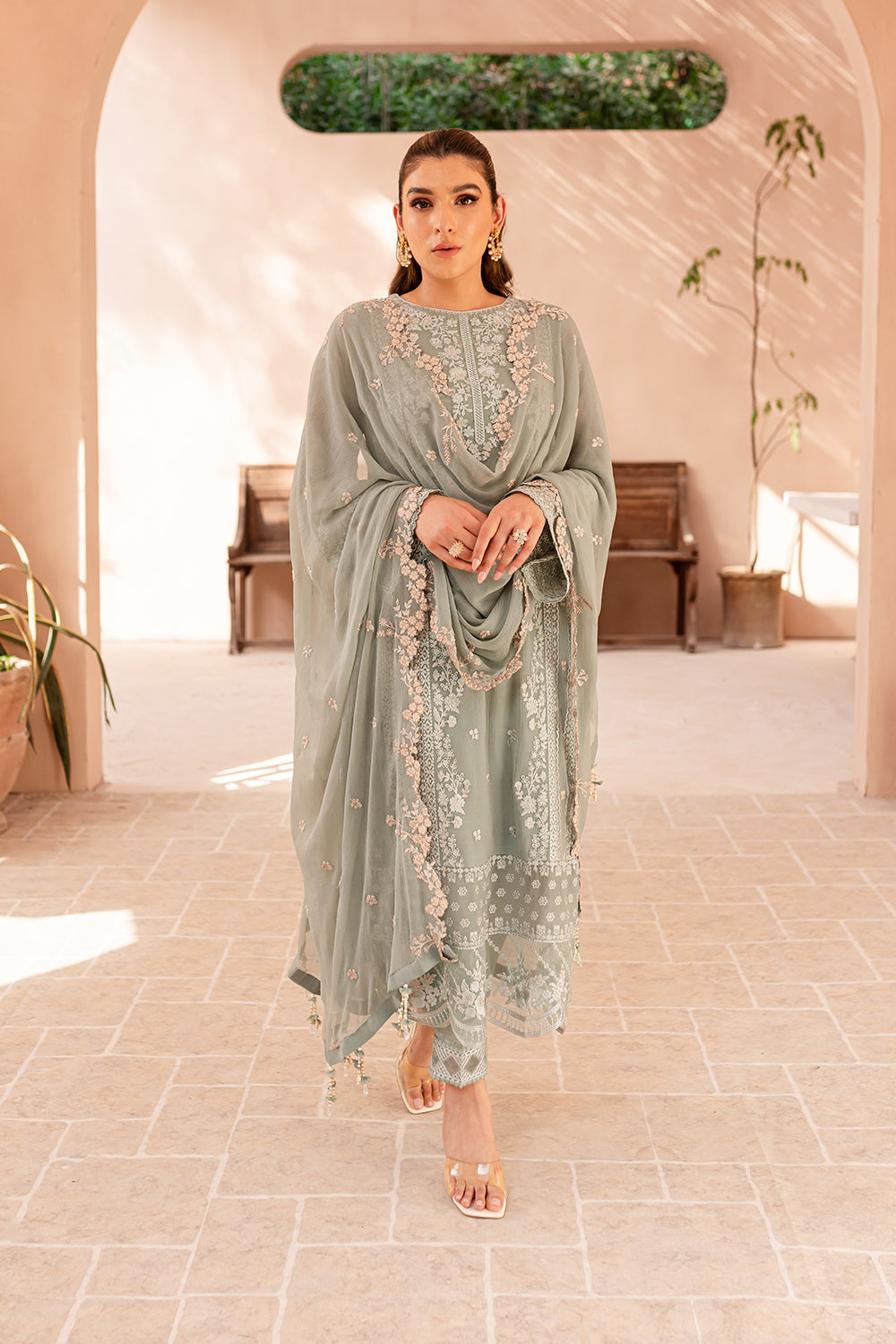 Azure | Ensembles Embroidered Formals | Sage Serenity by Azure - Designer Dress - Type: Ladies Clothes - Available at Libayah - 100% Original