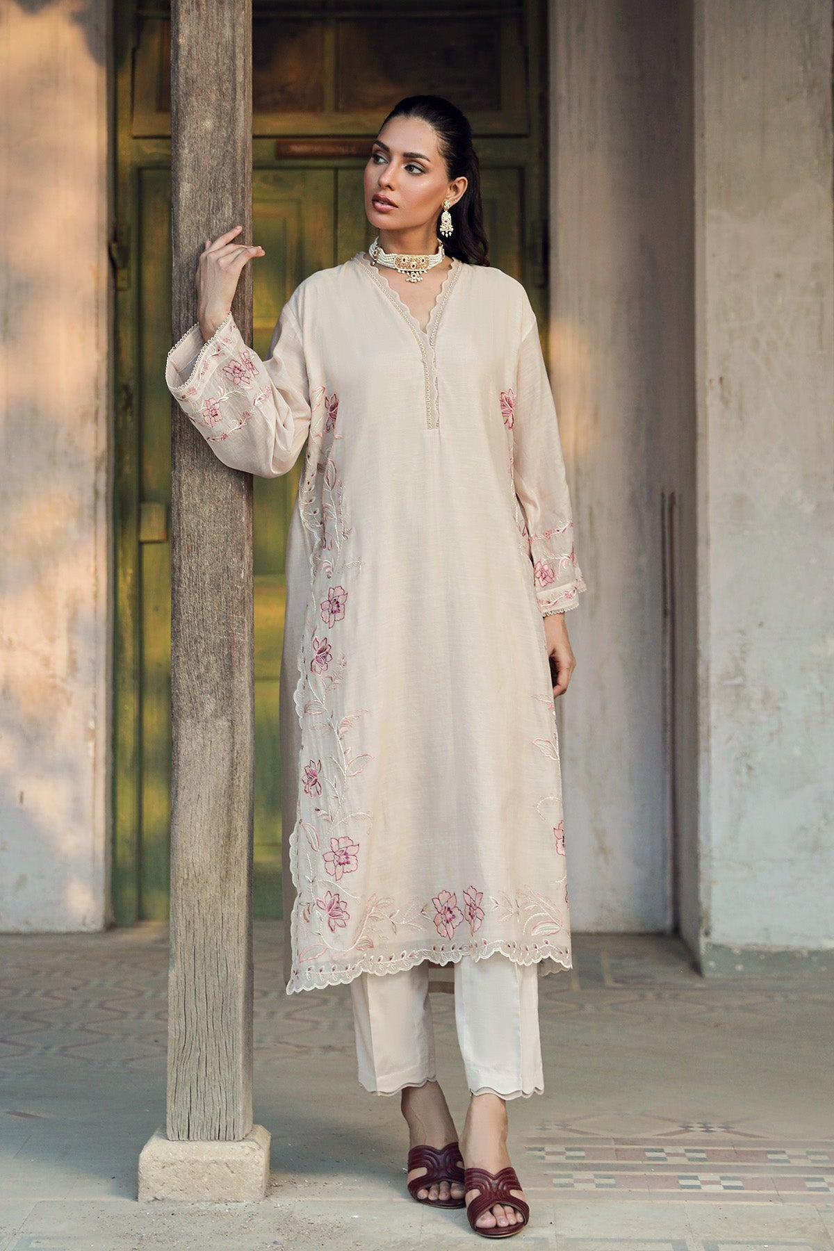 Sahar | Luxe Ready to Wear |  Beige Bloom by Sahar - Designer Dress - Type: Ladies Clothes - Available at Libayah - 100% Original