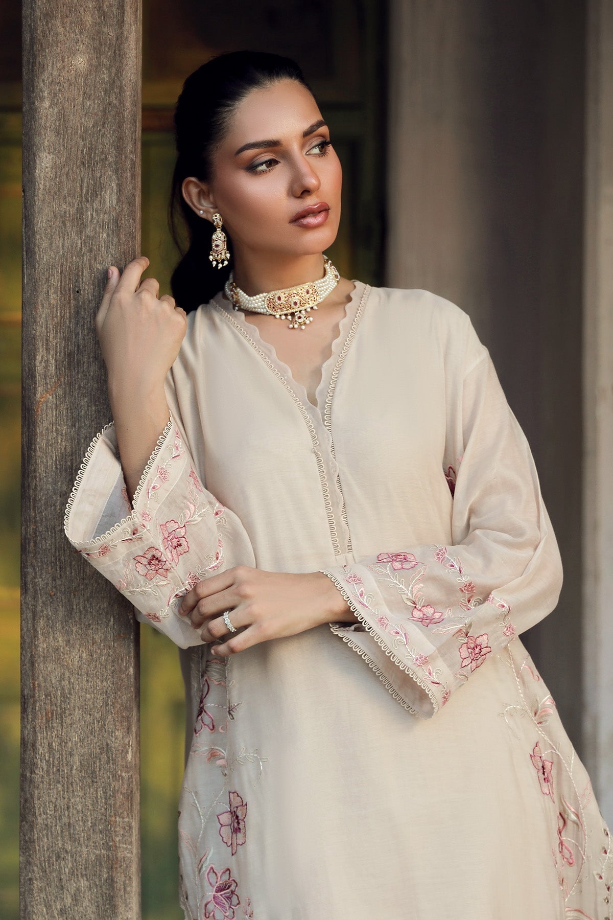 Sahar | Luxe Ready to Wear |  Beige Bloom by Sahar - Designer Dress - Type: Ladies Clothes - Available at Libayah - 100% Original