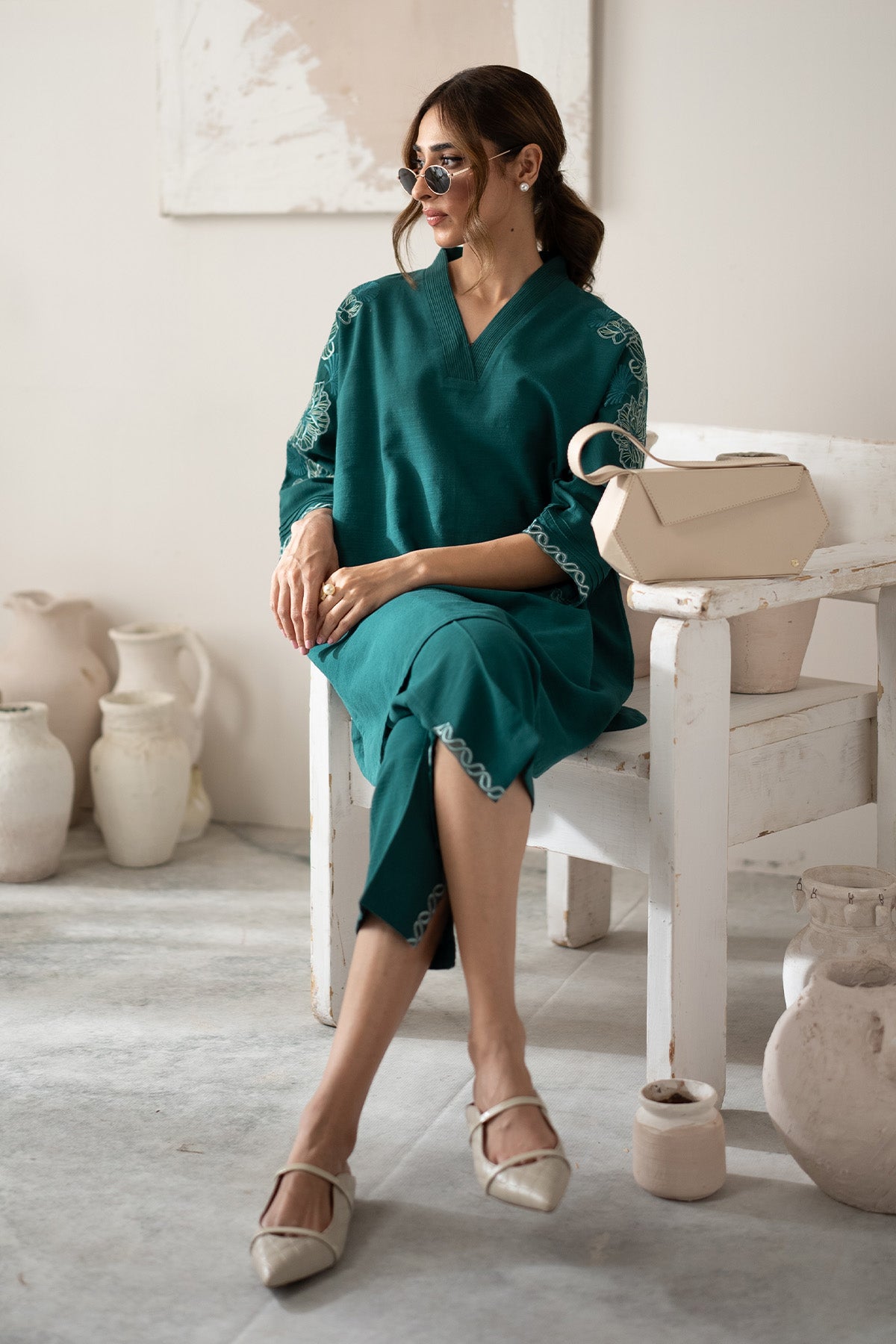 Sahar | Ready to Wear | Teal Ivy by Sahar - Designer Dress - Type: Ladies Clothes - Available at Libayah - 100% Original