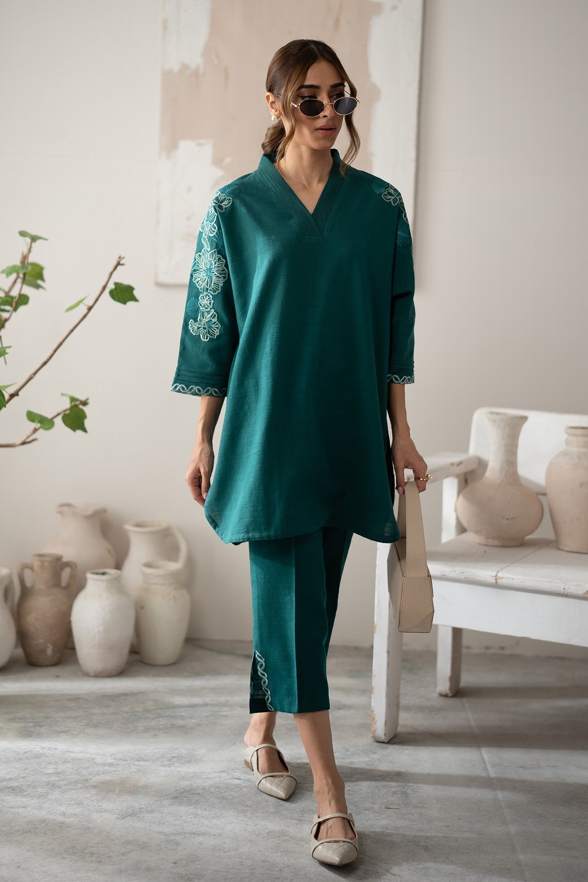 Sahar | Ready to Wear | Teal Ivy by Sahar - Designer Dress - Type: Ladies Clothes - Available at Libayah - 100% Original