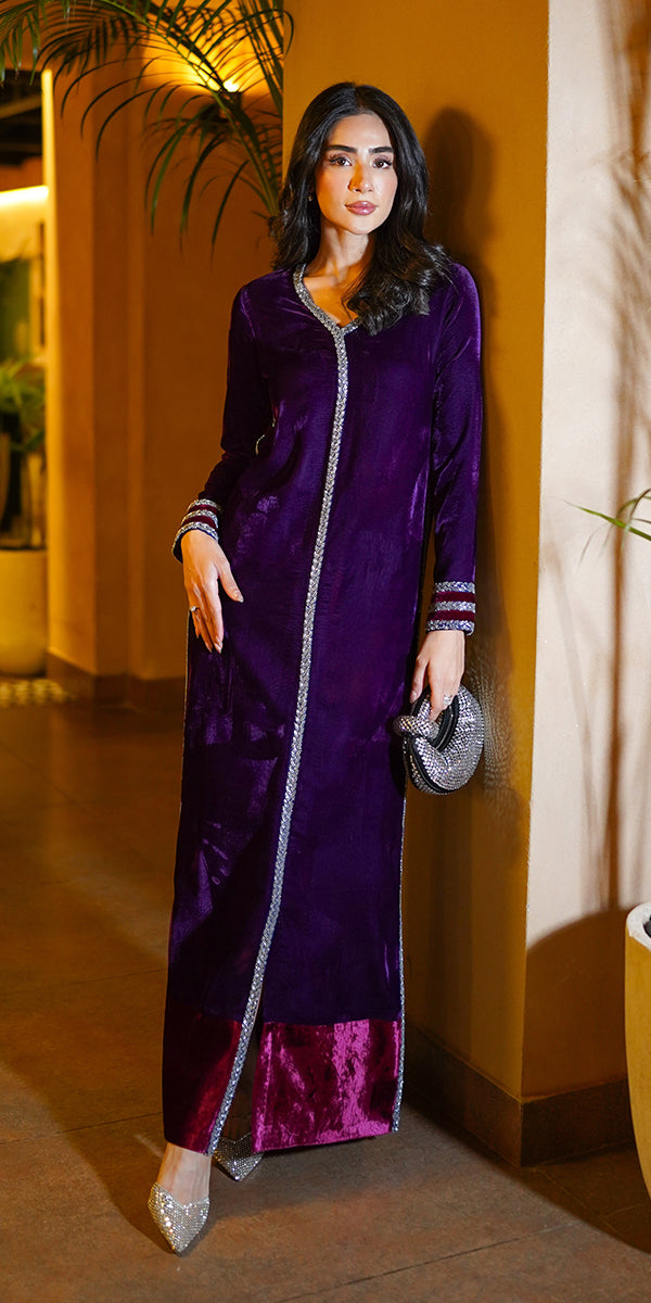 Erum Khan | Velvet Wisper | Plum Royale by Erum Khan - Designer Dress - Type: Ladies Clothes - Available at Libayah - 100% Original