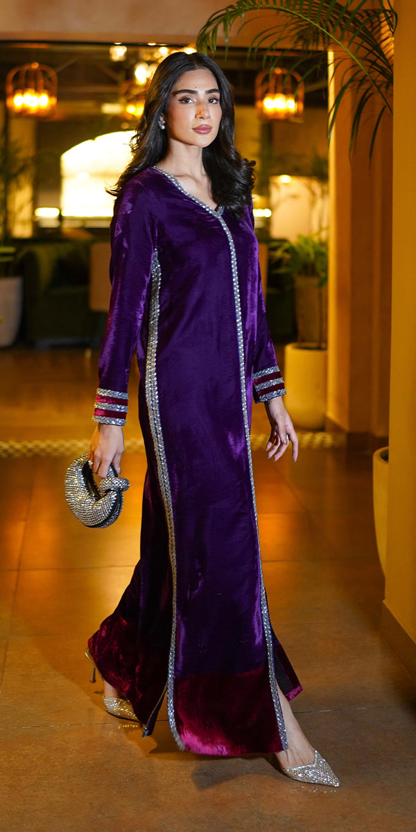 Erum Khan | Velvet Wisper | Plum Royale by Erum Khan - Designer Dress - Type: Ladies Clothes - Available at Libayah - 100% Original