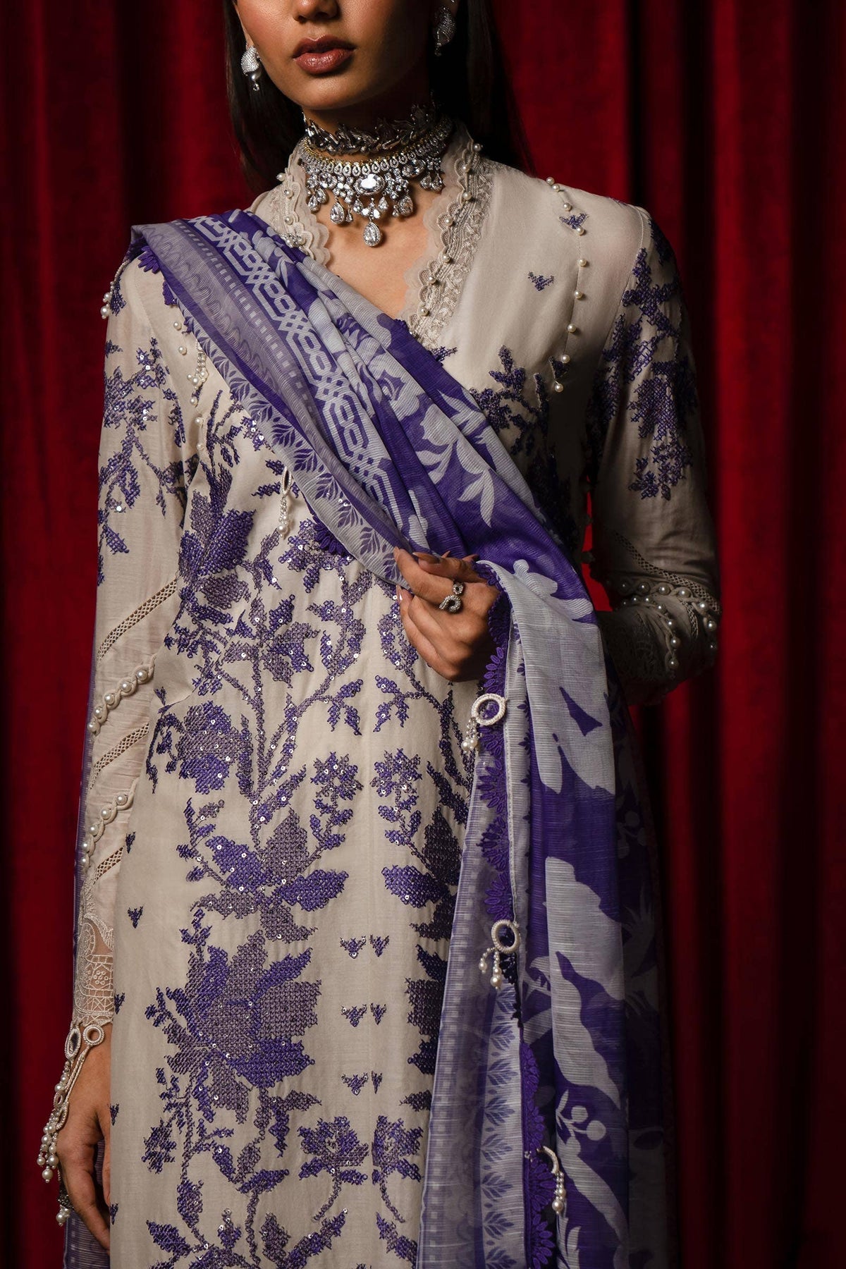 Sana Safinaz | Luxury Collection 24 | L241-008B-3CV by Sana Safinaz - Designer Dress - Type: Ladies Clothes - Available at Libayah - 100% Original