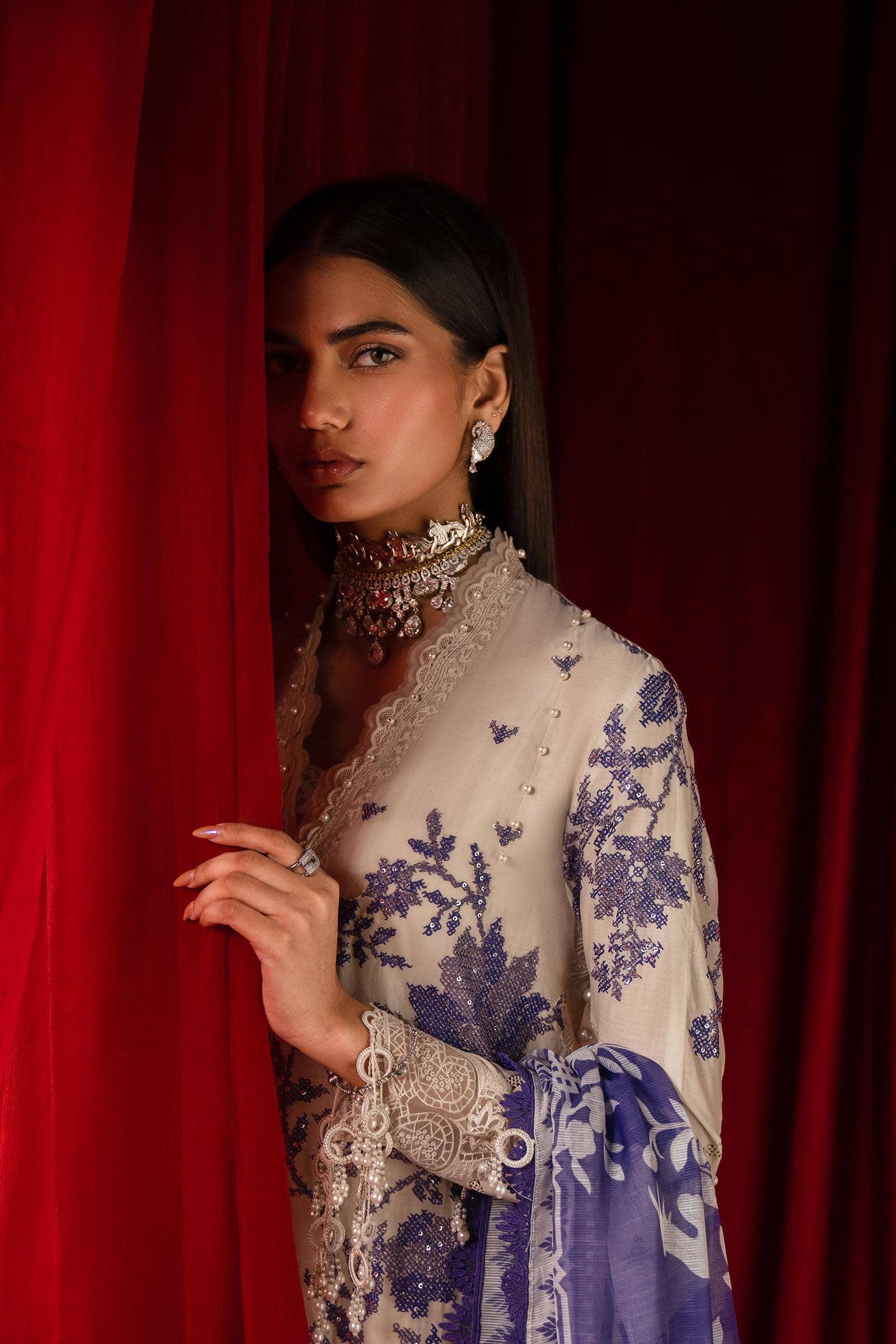 Sana Safinaz | Luxury Collection 24 | L241-008B-3CV by Sana Safinaz - Designer Dress - Type: Ladies Clothes - Available at Libayah - 100% Original
