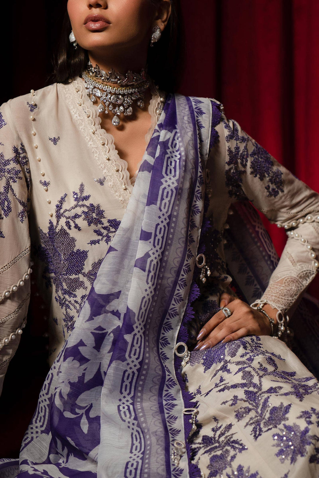 Sana Safinaz | Luxury Collection 24 | L241-008B-3CV by Sana Safinaz - Designer Dress - Type: Ladies Clothes - Available at Libayah - 100% Original
