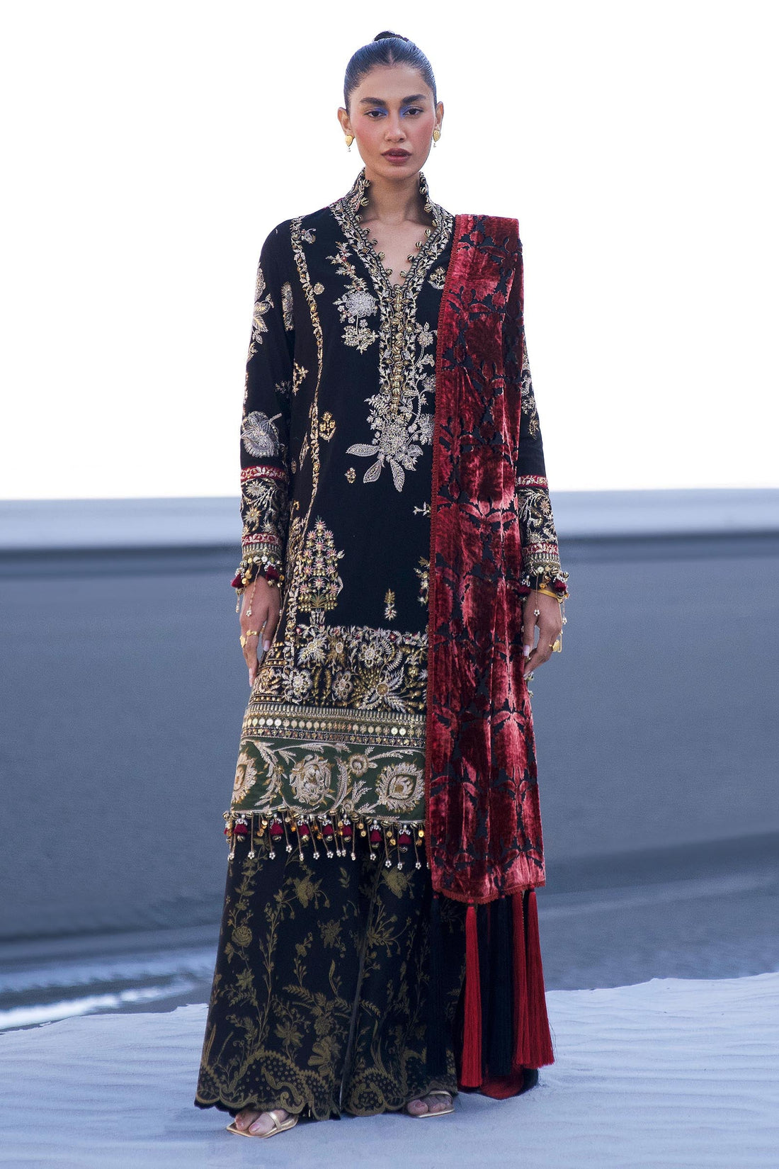 Sana Safinaz | Winter Shawl 24 | S241-001A-3CP by Sana Safinaz - Designer Dress - Type: Ladies Clothes - Available at Libayah - 100% Original