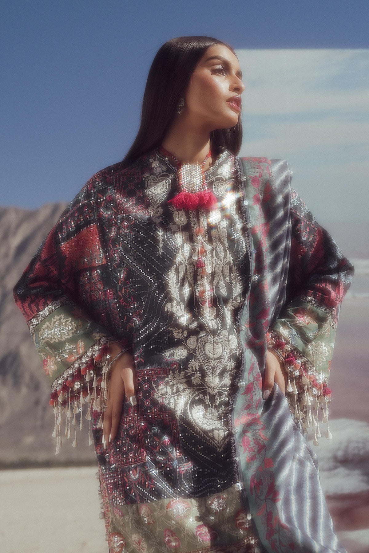 Sana Safinaz | Winter Shawl 24 | S241-007B-3CP by Sana Safinaz - Designer Dress - Type:  - Available at Libayah - 100% Original