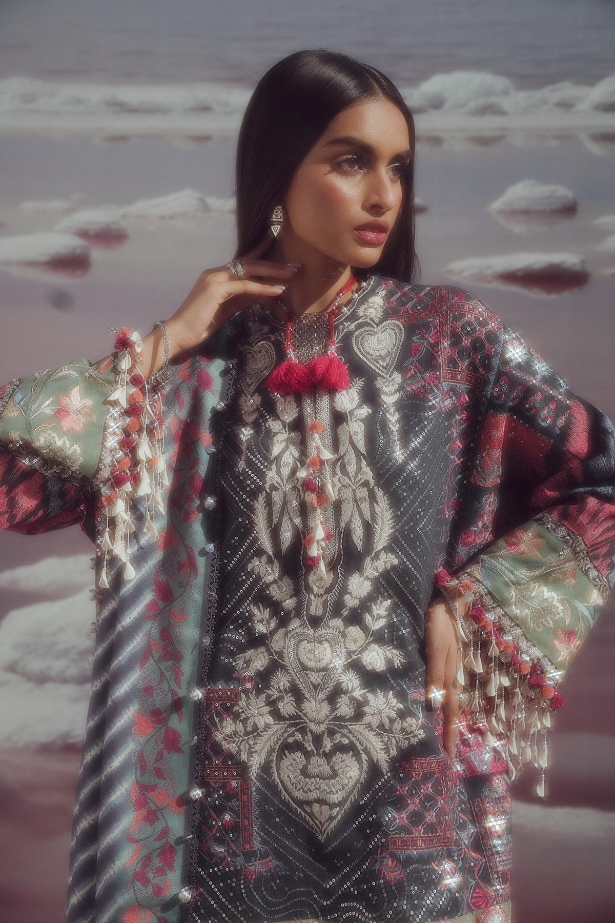 Sana Safinaz | Winter Shawl 24 | S241-007B-3CP by Sana Safinaz - Designer Dress - Type:  - Available at Libayah - 100% Original